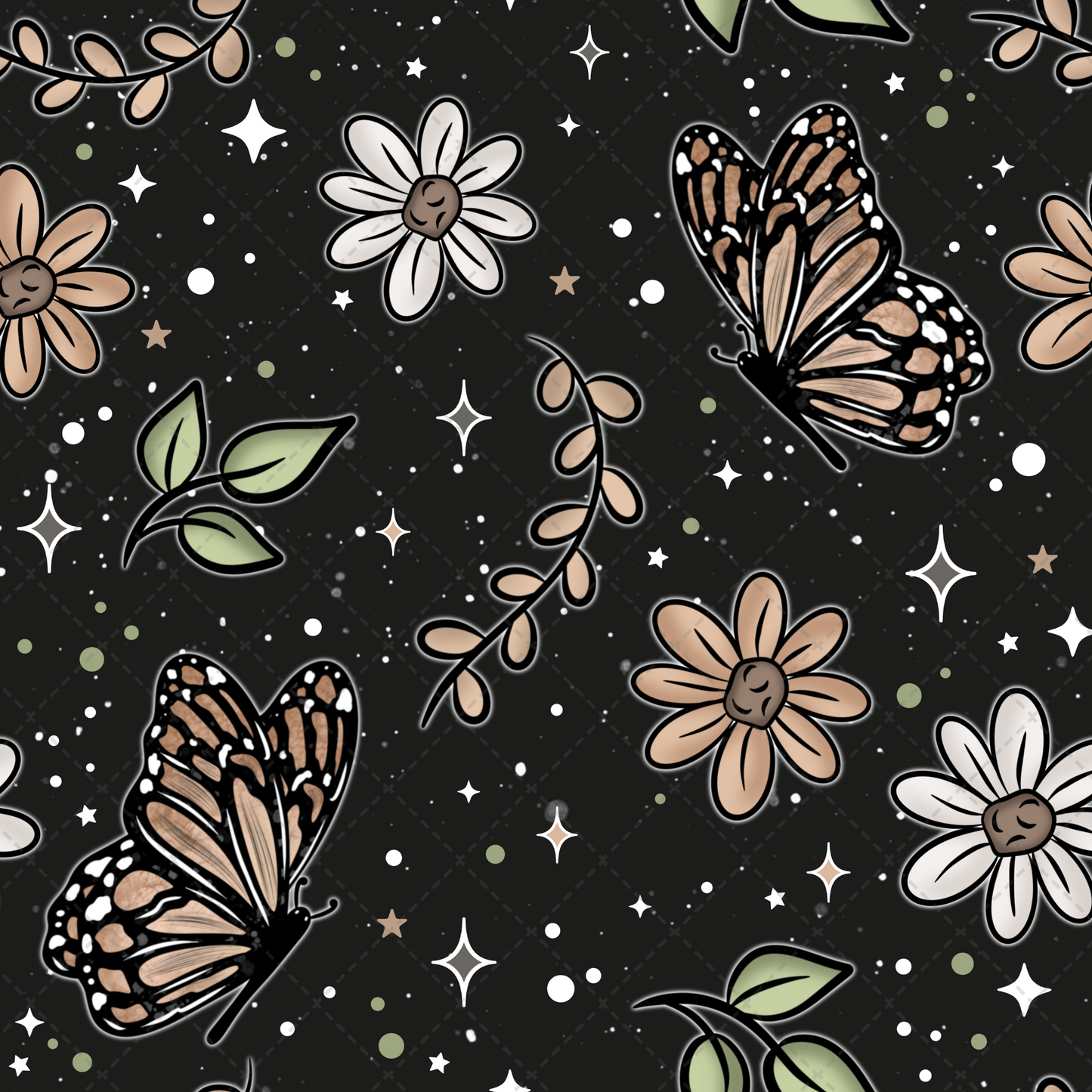 Butterflies And Florals Seamless