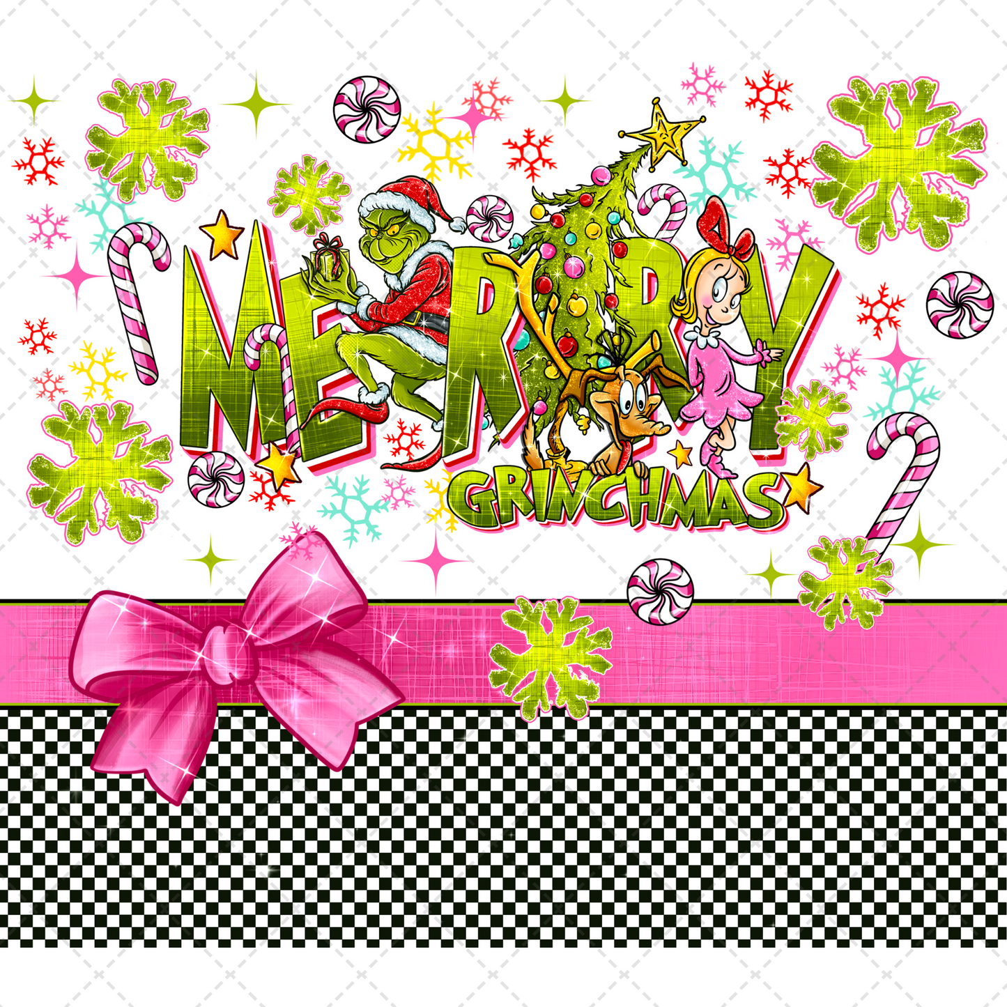 Pink Merry Gmas Tumbler Transfer