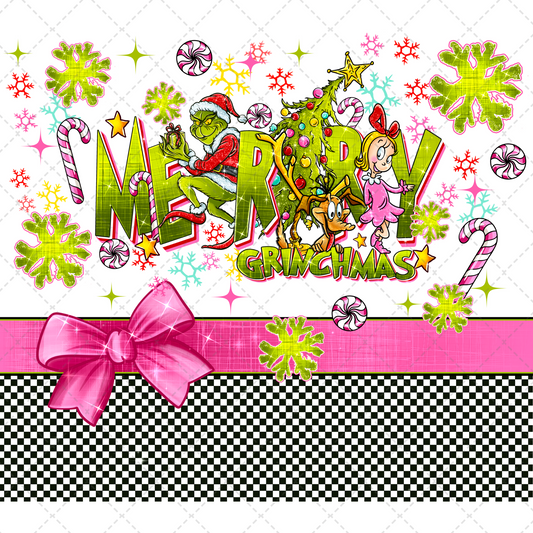 Pink Merry Gmas Tumbler Transfer