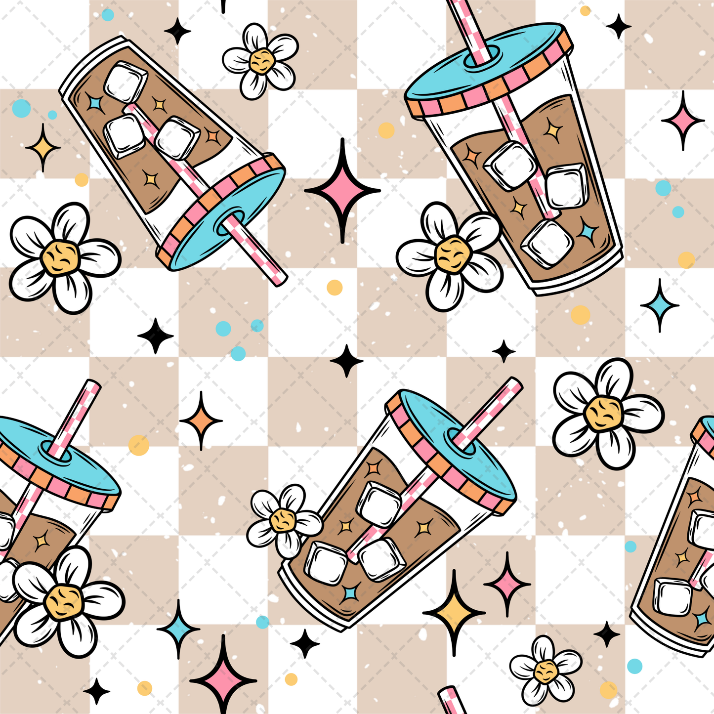 Iced Coffee Blue Seamless