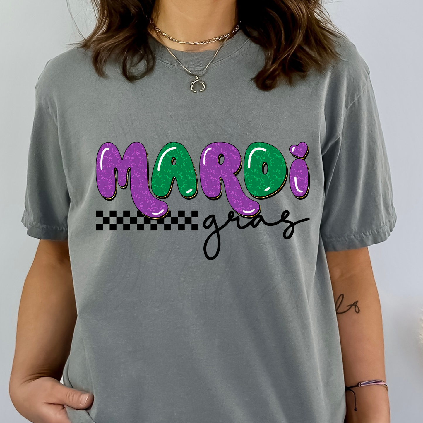 Mardi Gras Checkered Transfer