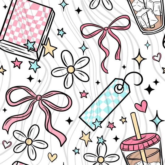 Girly Bow Book Collage Seamless