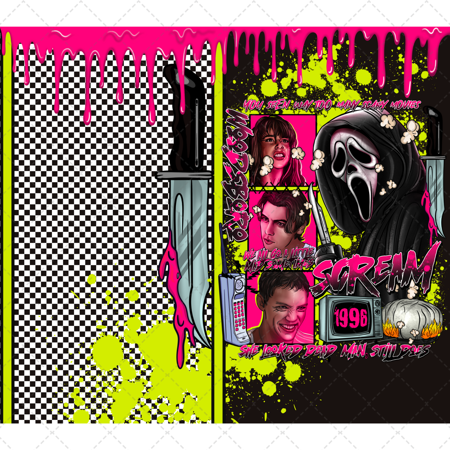 Scream Tumbler Wrap Black Background