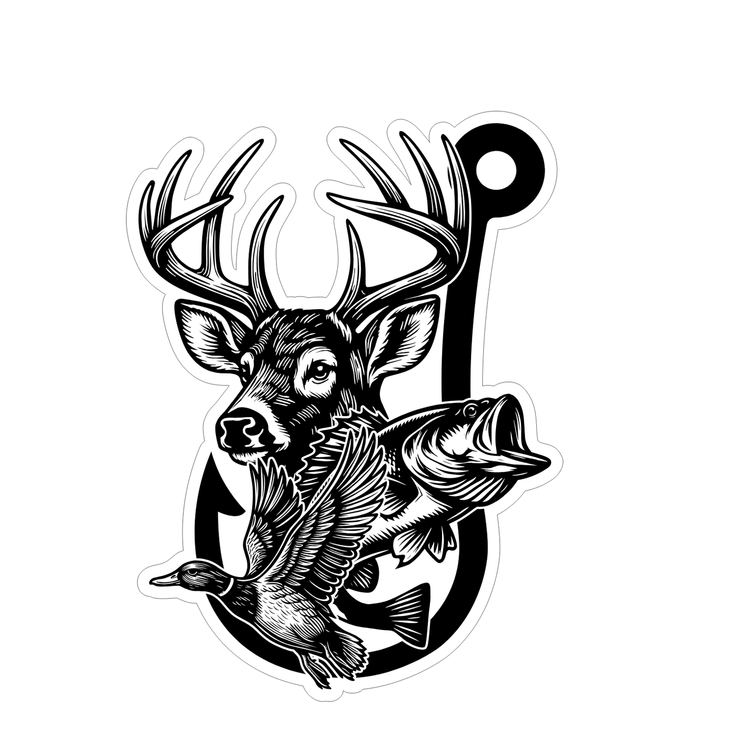 Hook Deer Fish Leather Patch