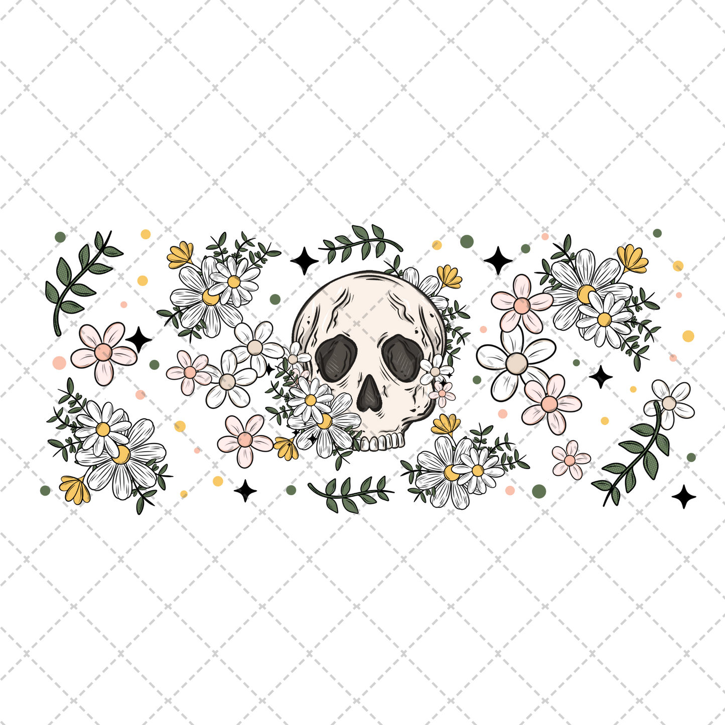 Floral Skellie 16oz Libbey Wrap