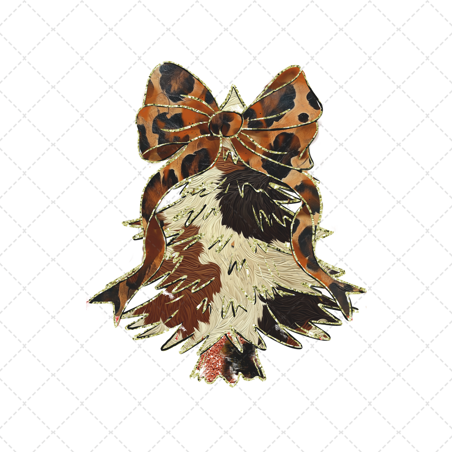 Cow Print Christmas Tree With Leopard Bow Transfers