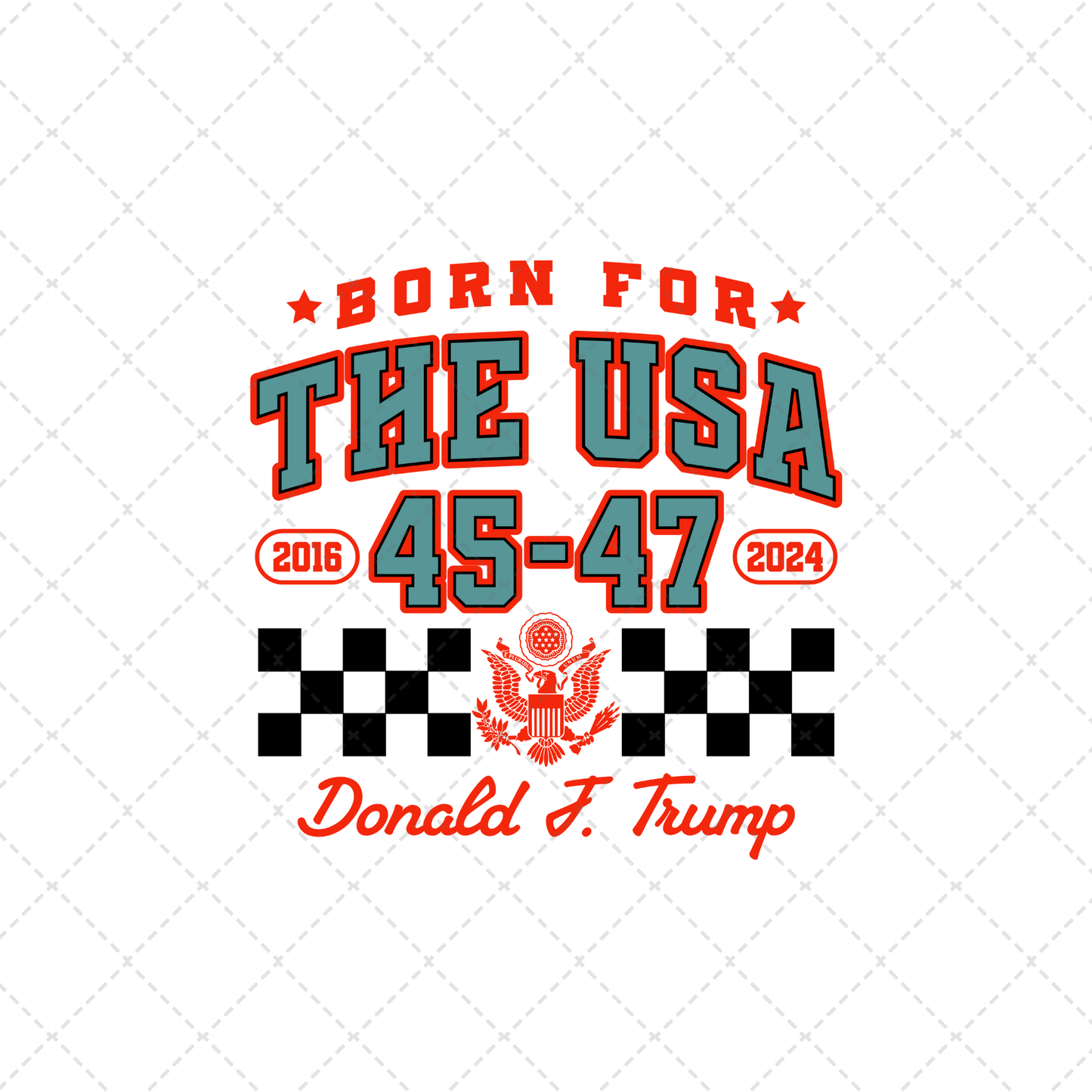 Born For The USA Red Black Checkered Transfer