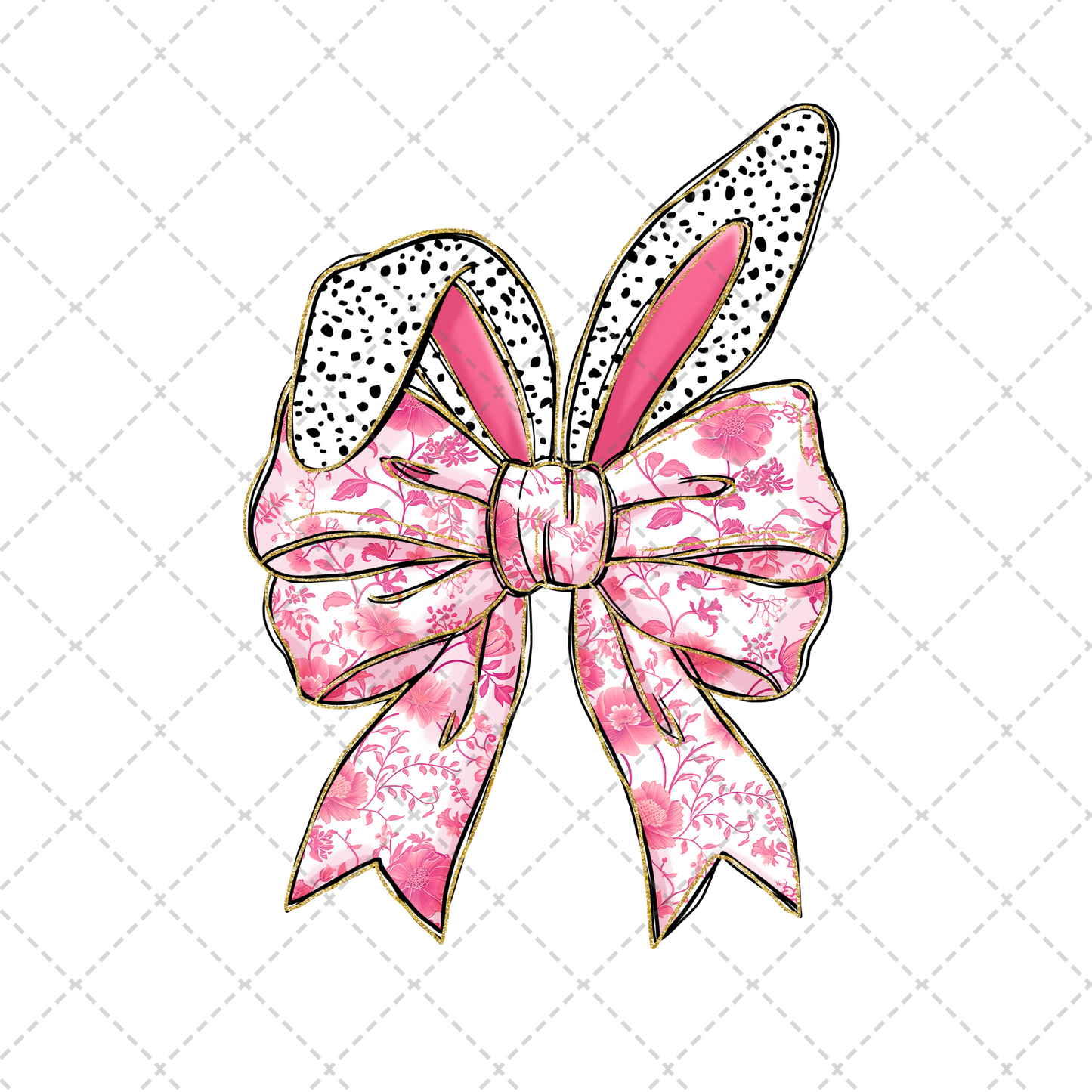 Pink Floral Bunny Bow Transfer