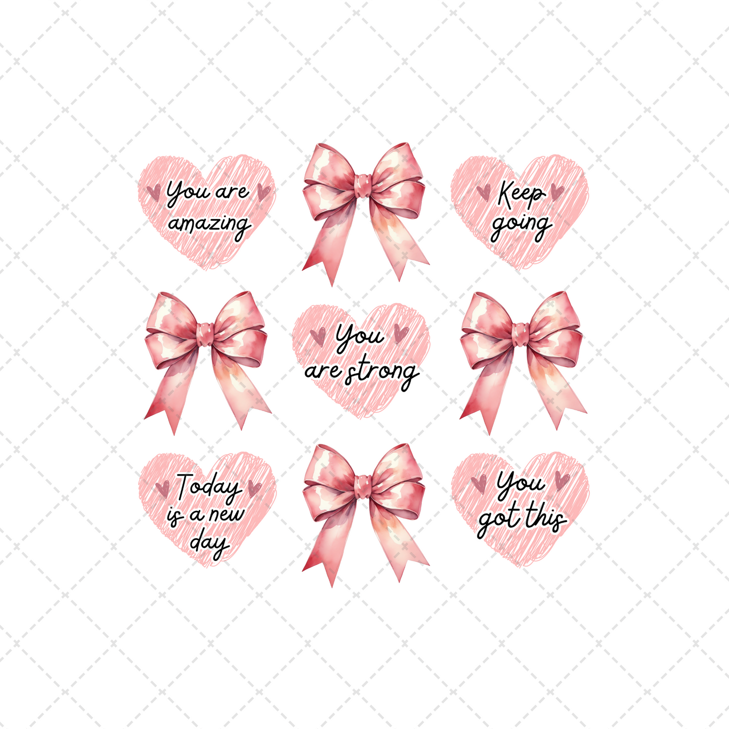 Motivational Heart Coquette Grid Transfer