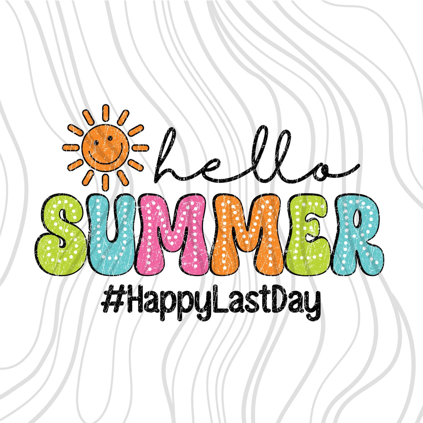Hello Summer Dots Retro Transfer