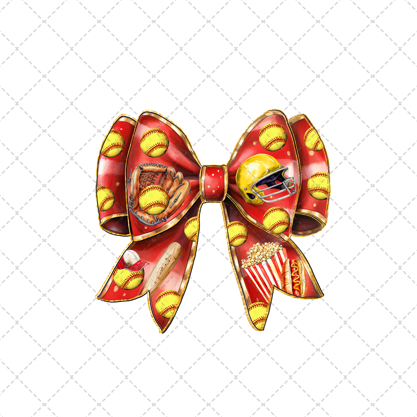 Softball Coquette Bow Transfer