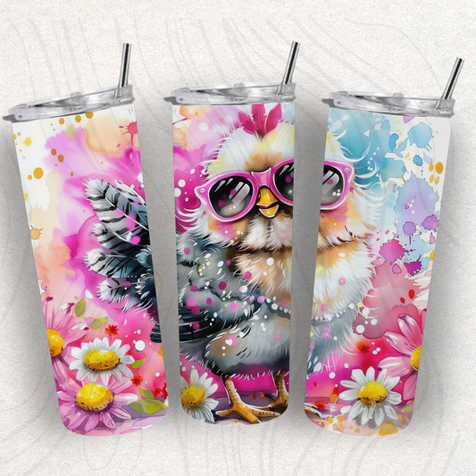 Watercolor Chicken Tumbler Wrap Transfer