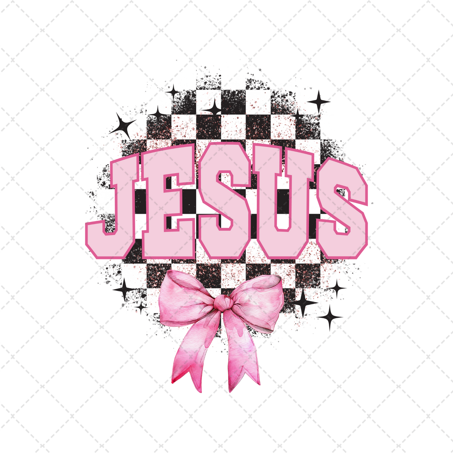 Jesus Pink Coquette Bow Transfer