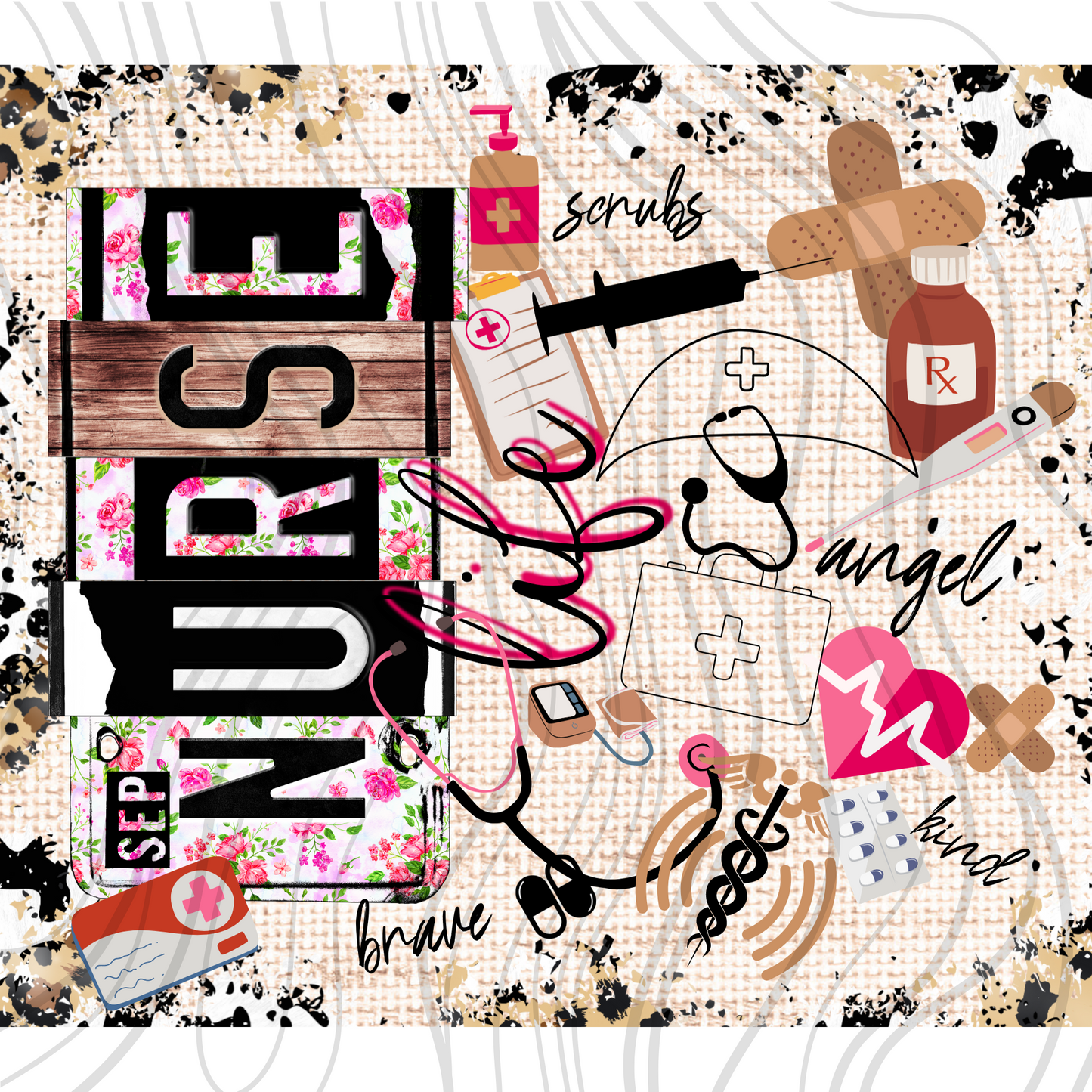 Nurse Life Tumbler Wrap - Sublimation Transfer