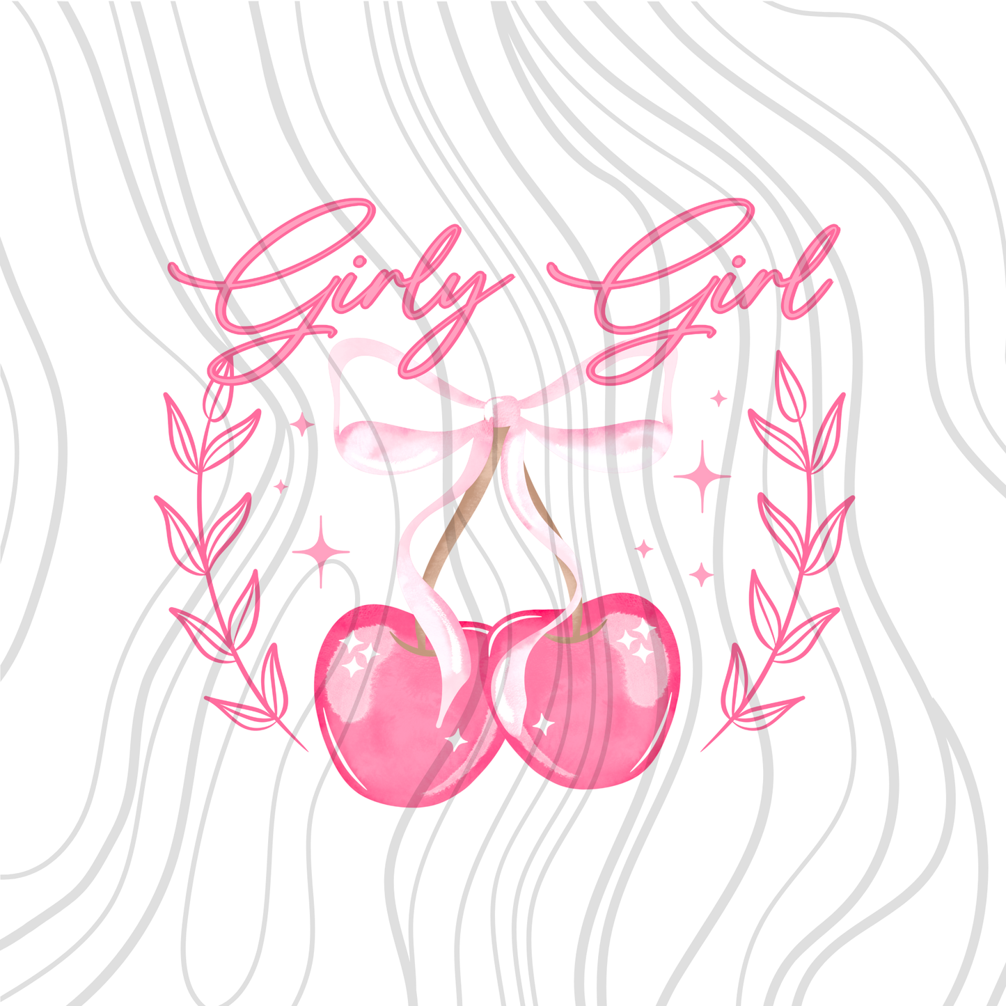 Girly Girl Cherries Transfer