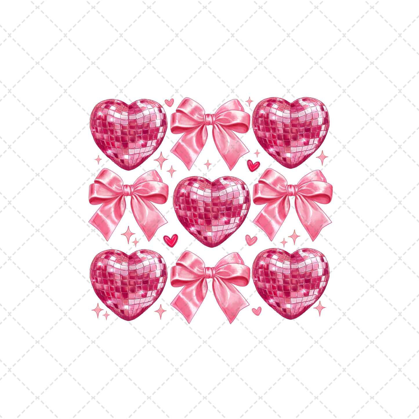 Disco Ball Heart And Bow Transfer