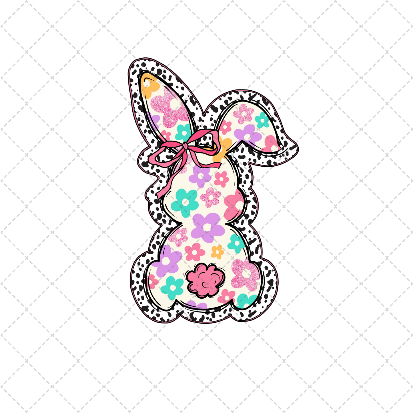 Bright Floral Bunny Transfer