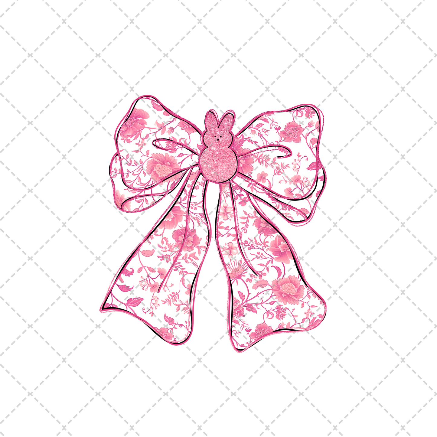 Pink Floral Bow Transfer