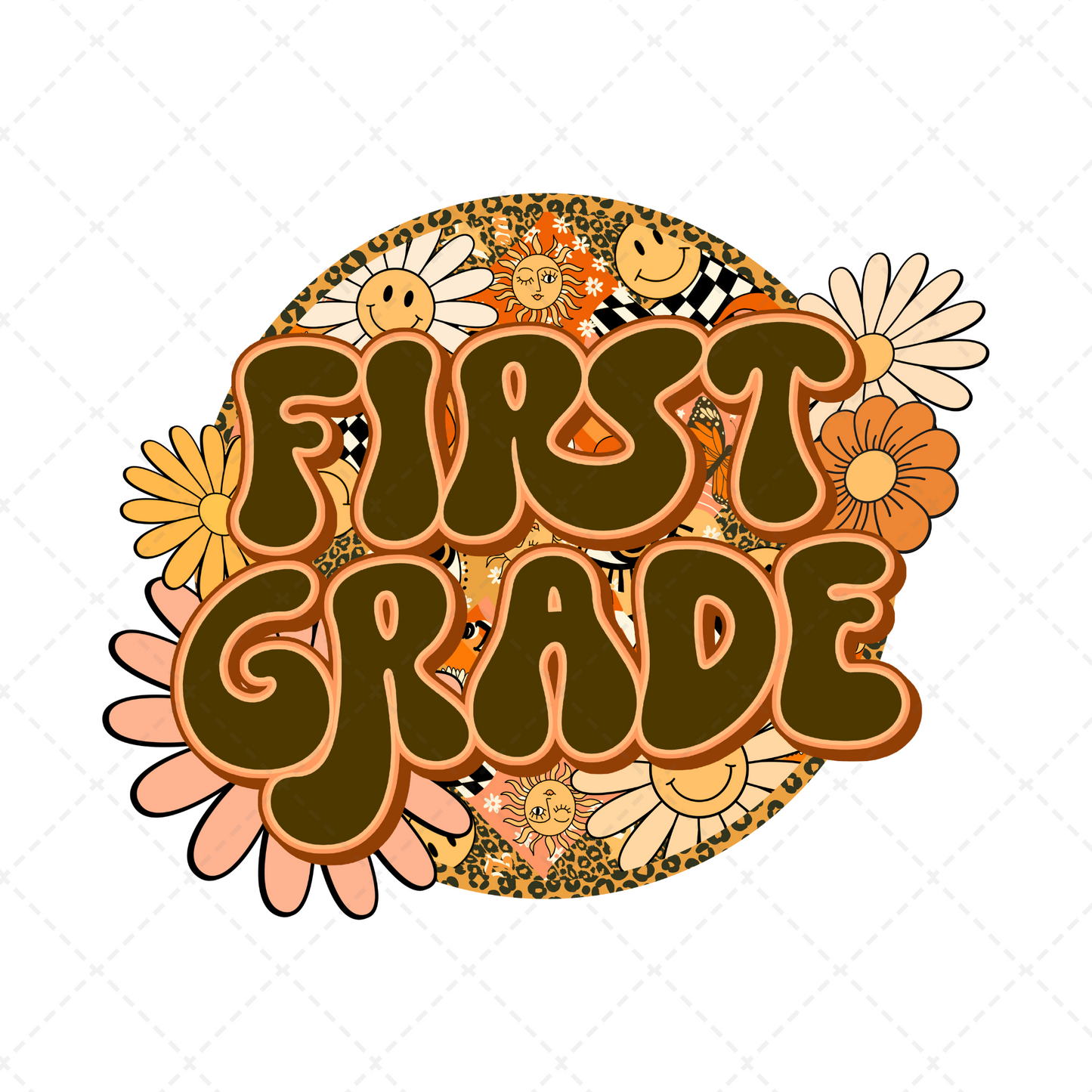 First Grade Floral Circle Transfer