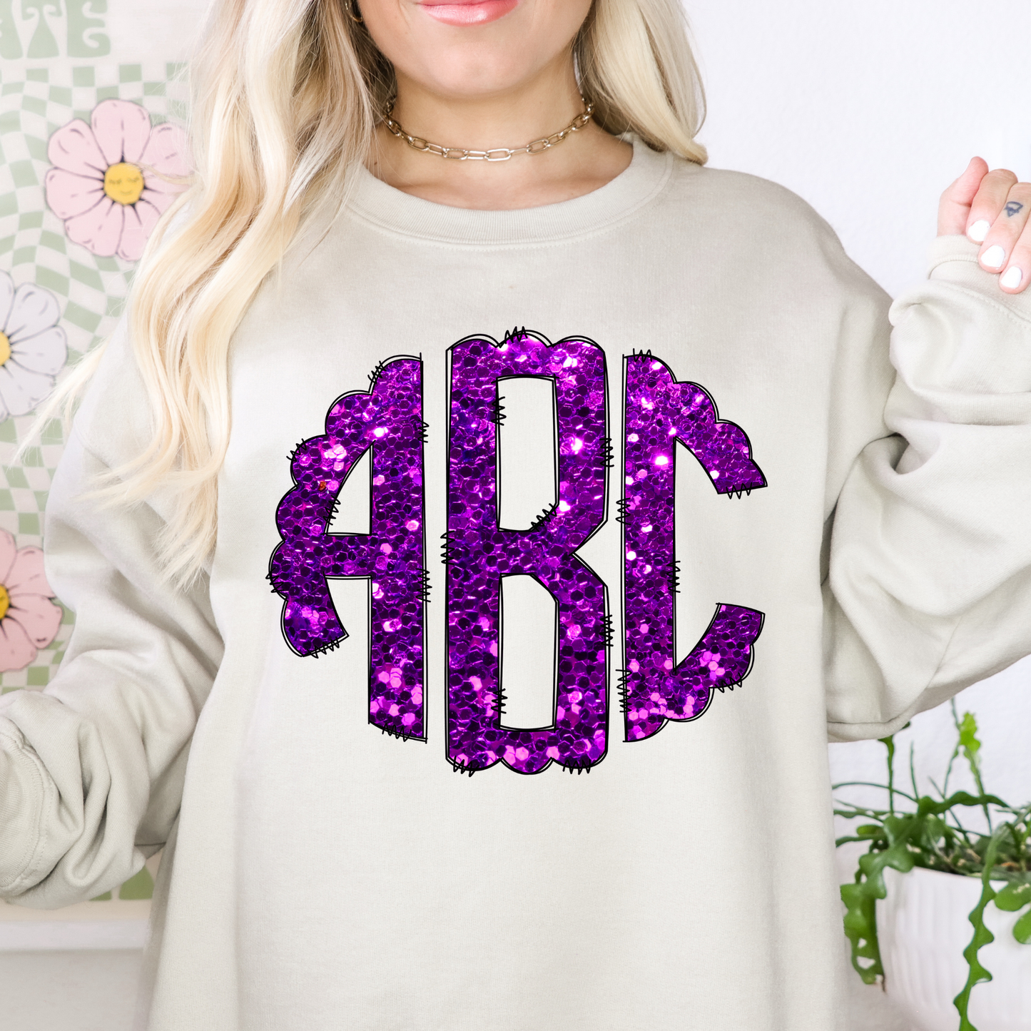 Purple Chunky Glitter - Custom Monogram Transfer