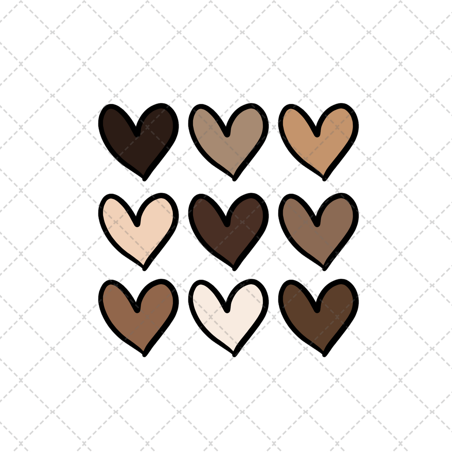 Skin Tone Hearts Transfer