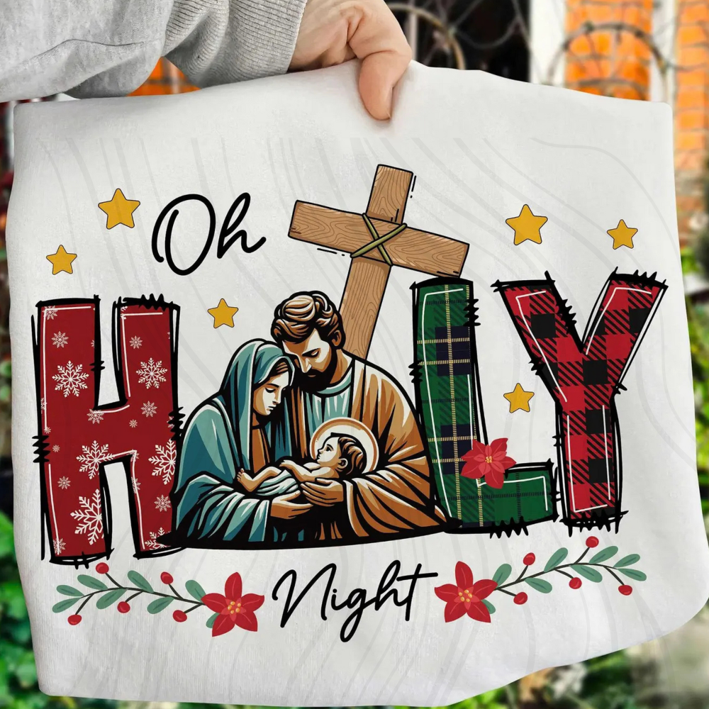 Oh Holy Night Plaid Transfer