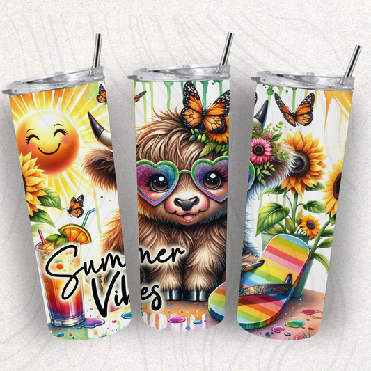 Summer Cow Tumbler Wrap Transfer
