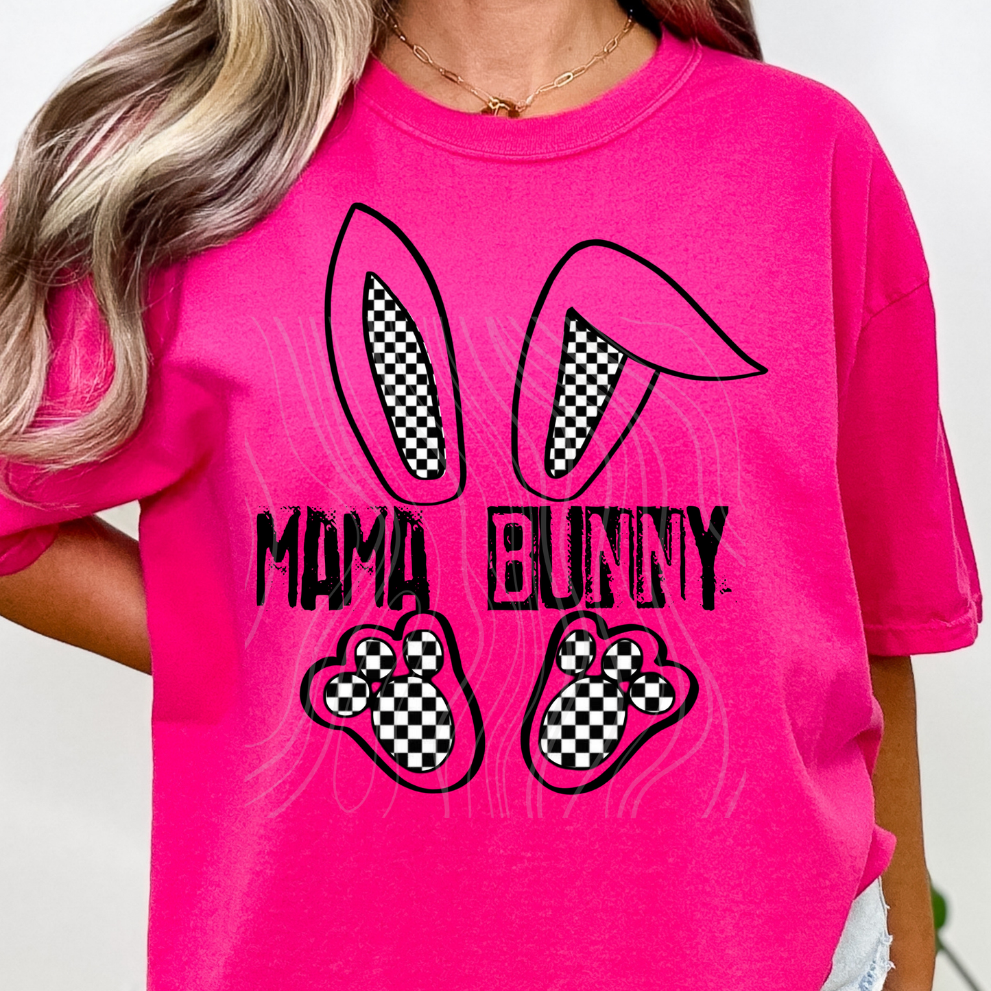 Checkered Family Title Bunny Transfer **SOLD SEPARATELY**