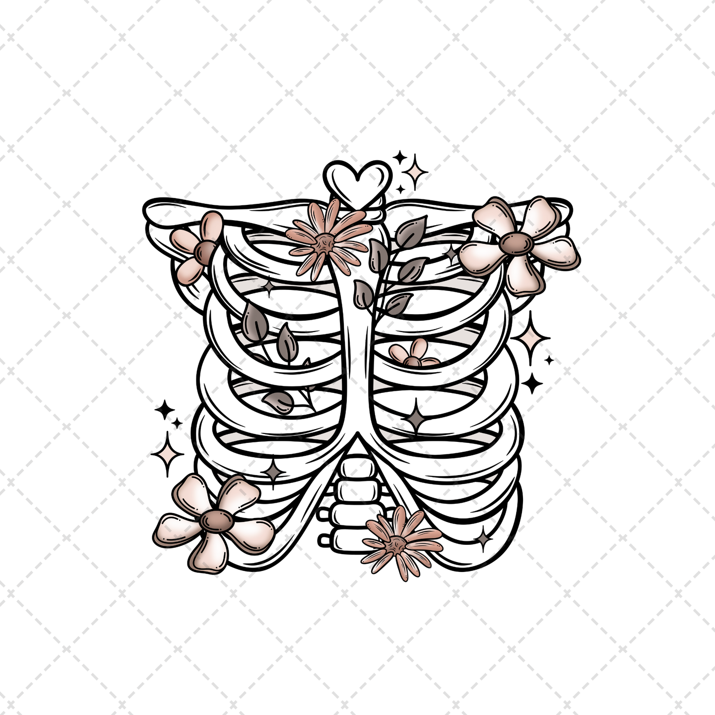Floral Ribcage Transfer **TWO PART* SOLD SEPARATELY**