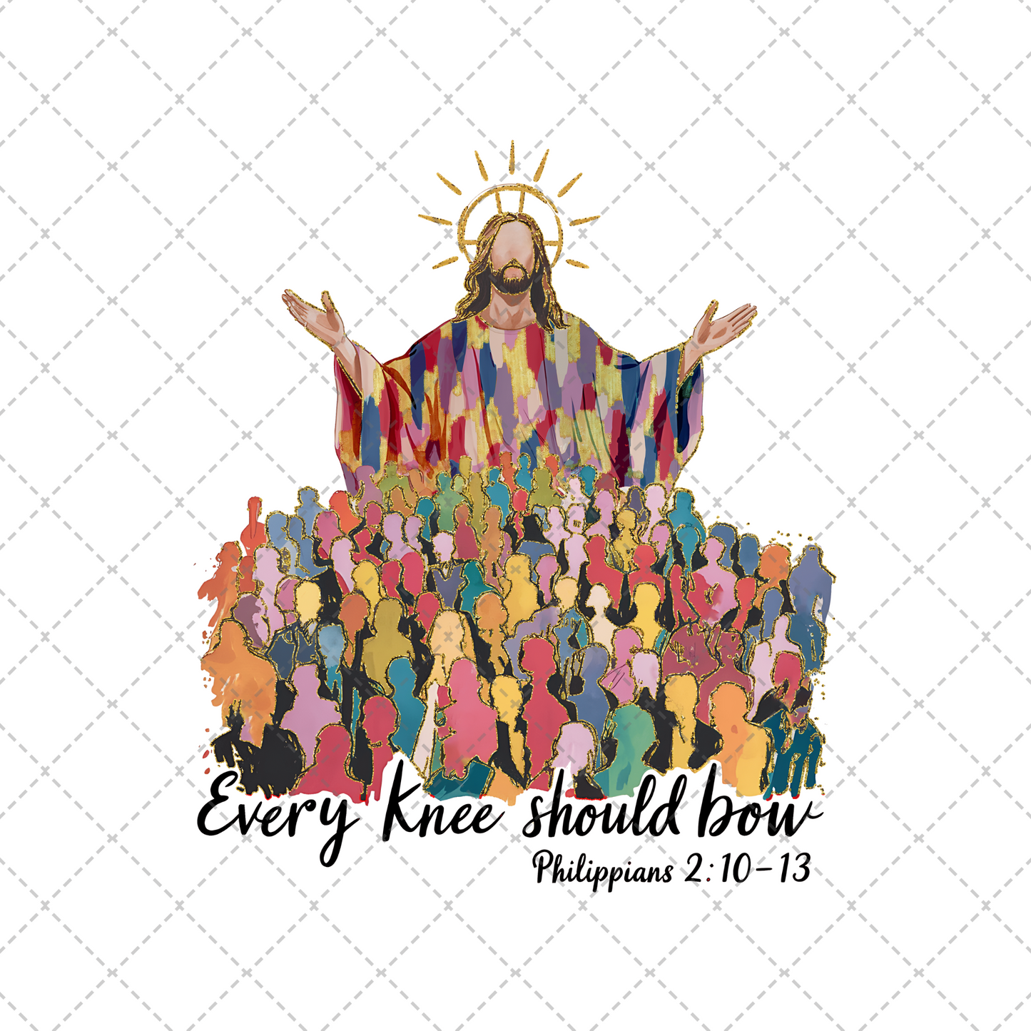 Every Knee Black Writing Transfer