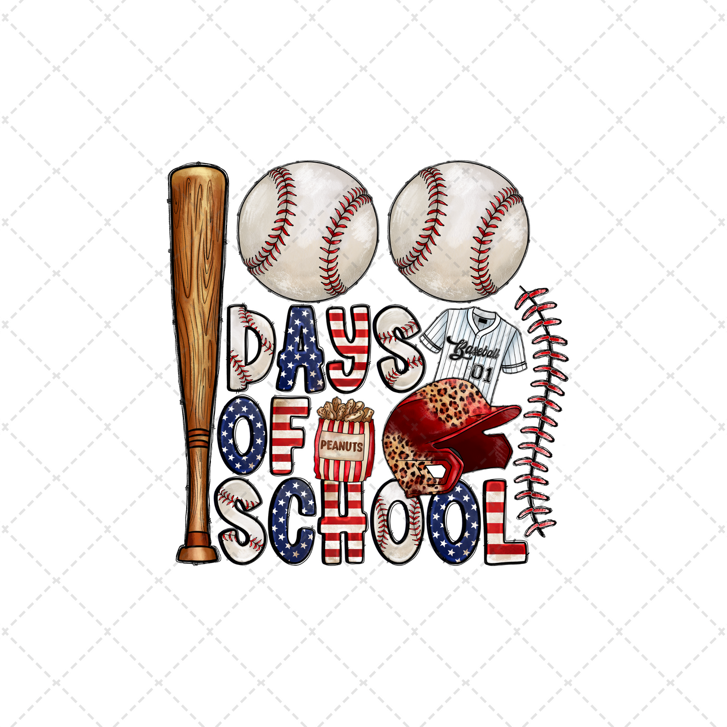 100 Days Of School Baseball Transfer