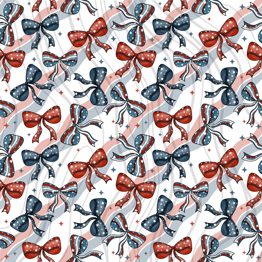 4th Of July Bow Seamless Transfer