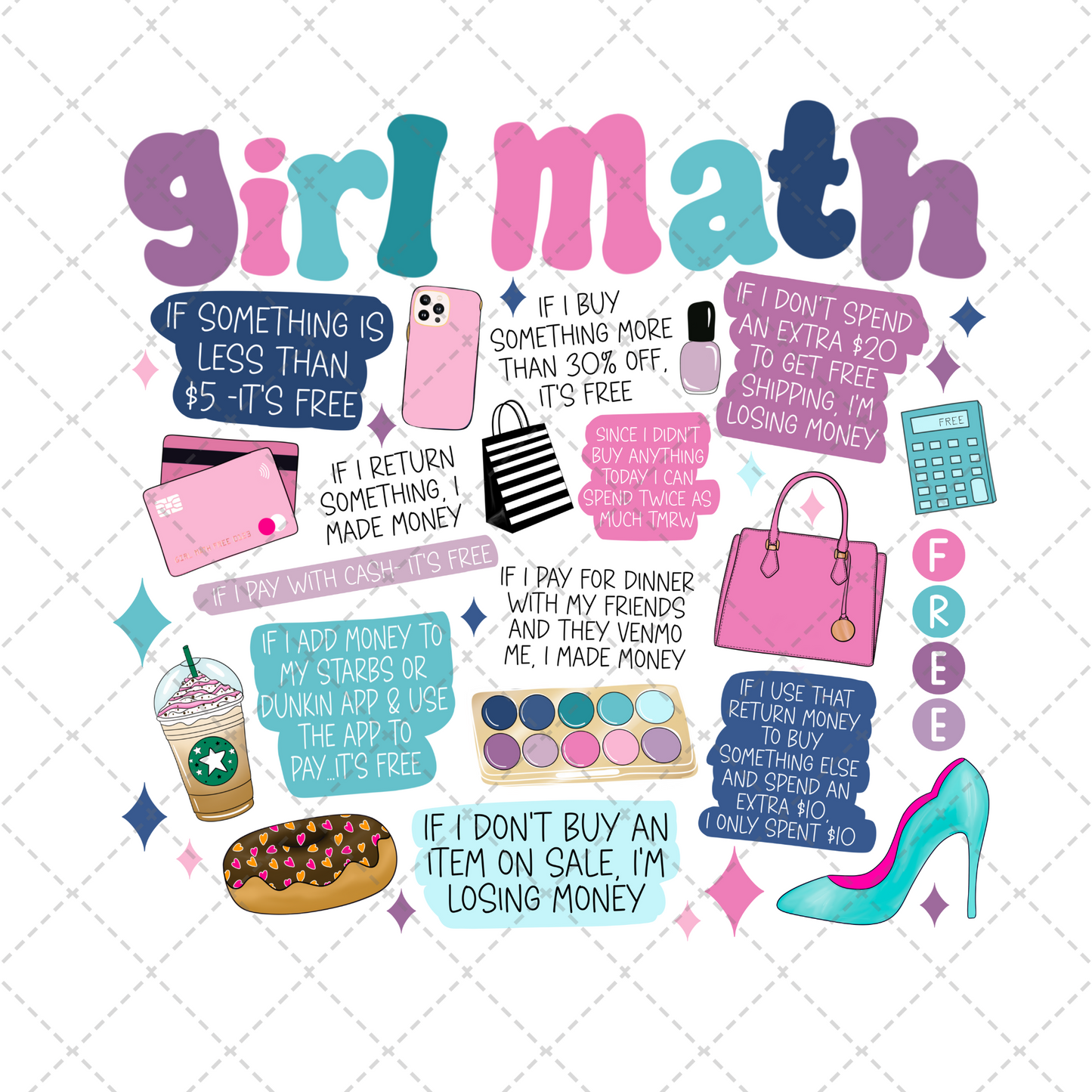 Girl Math Transfer ** TWO PART* SOLD SEPARATELY**