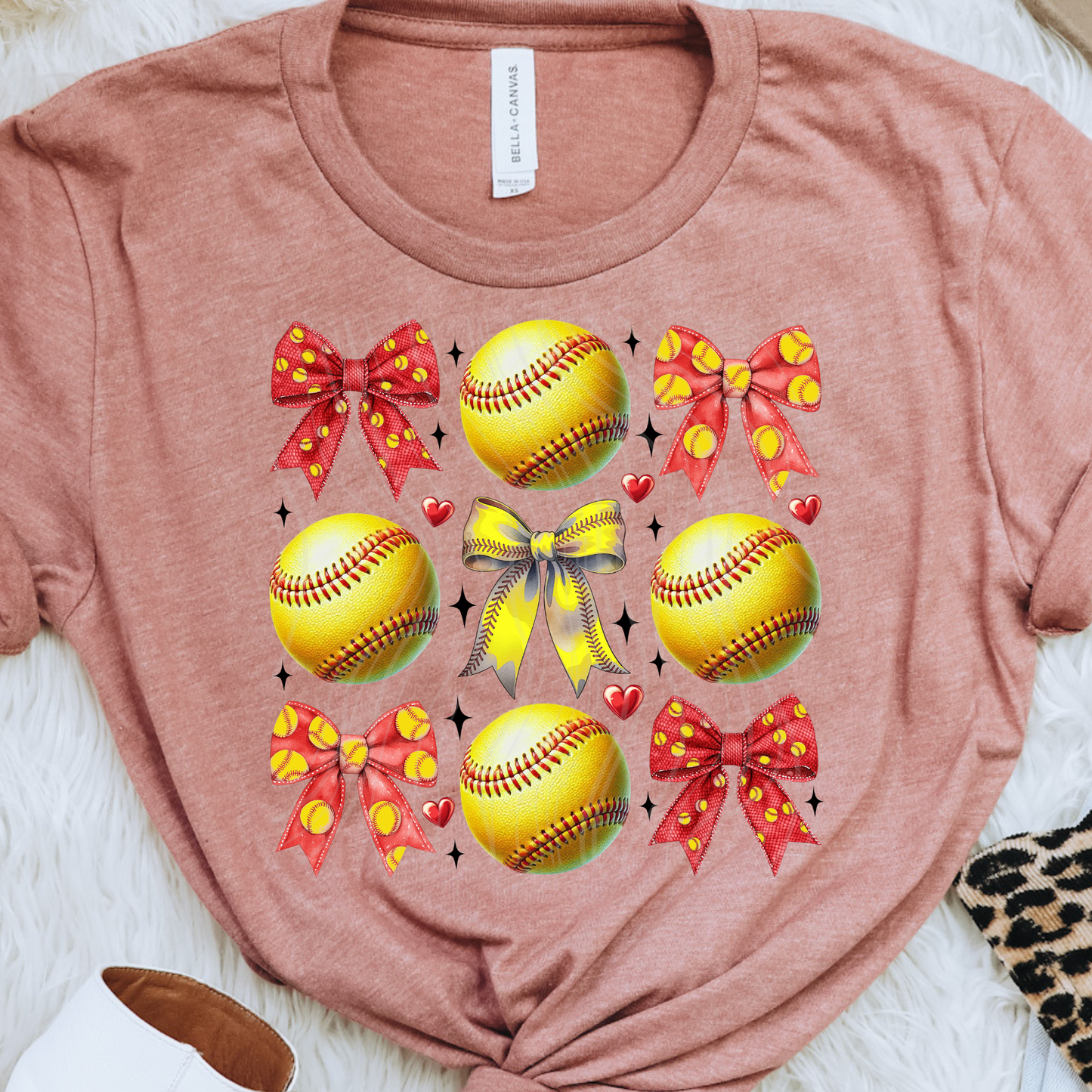 Softball And Bows Transfer