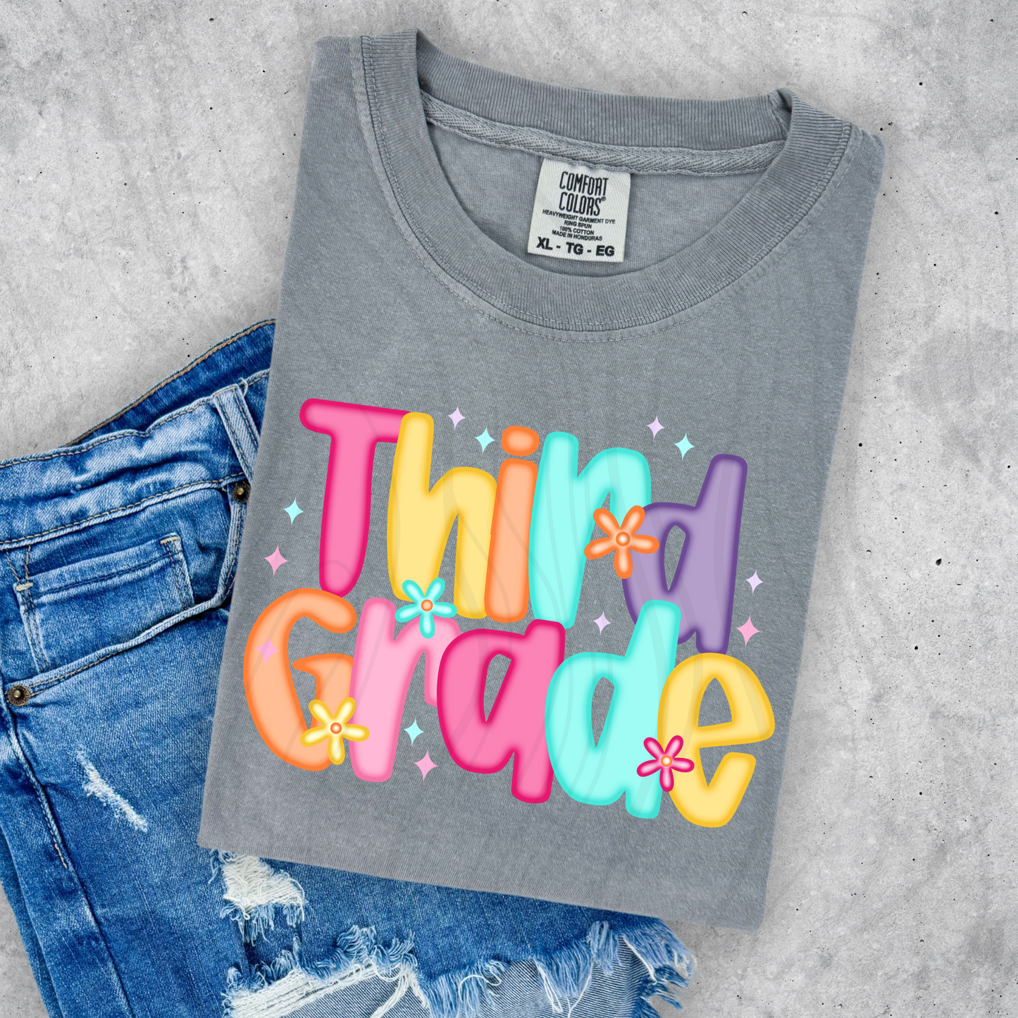 Bright 3rd Grade Flroal Transfer