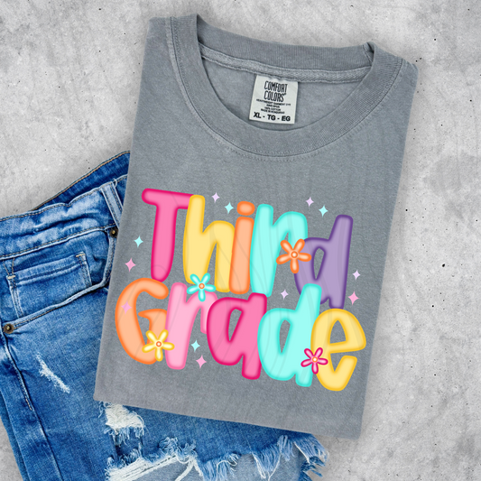 Bright 3rd Grade Flroal Transfer