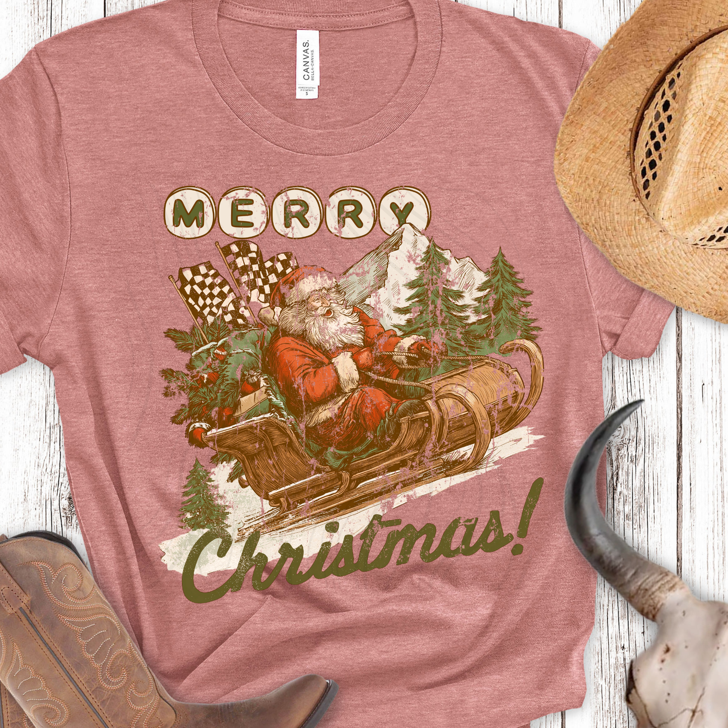 Distressed Vintage Santa Transfer