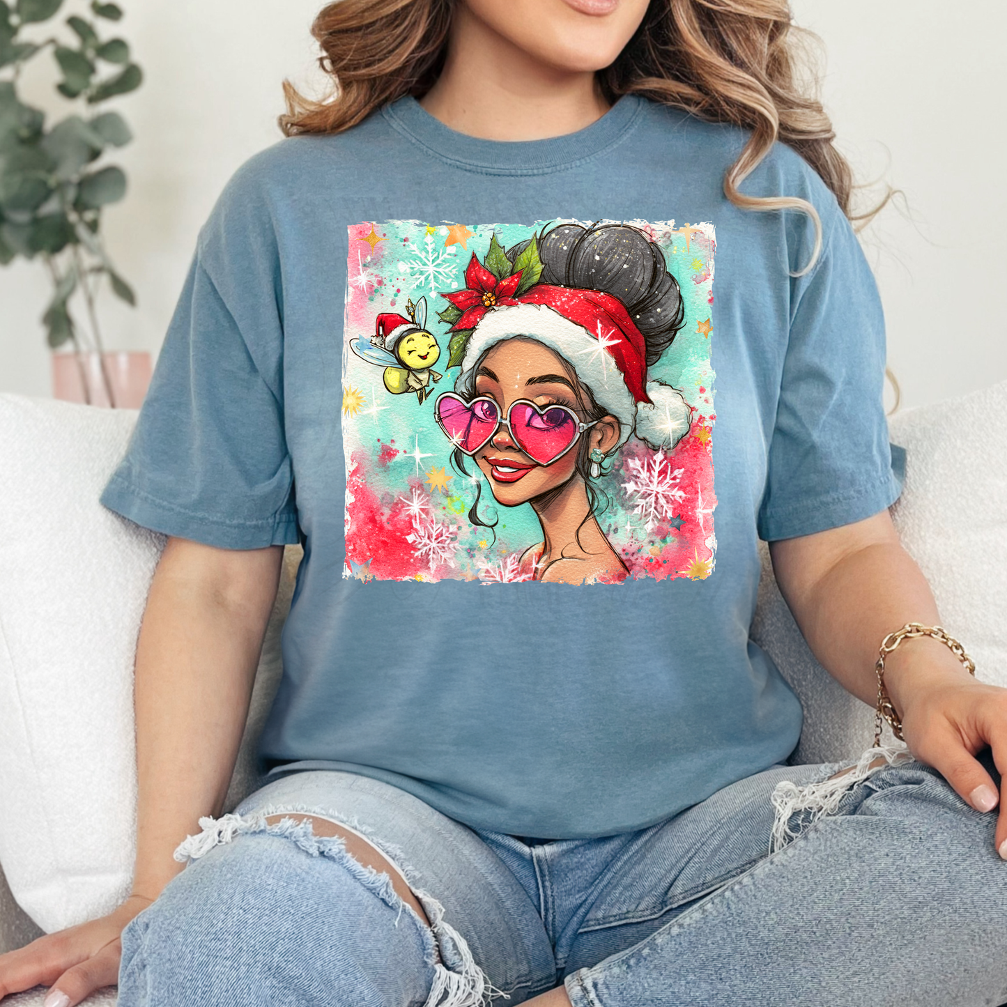 Frog Princess Watercolor Christmas Transfer