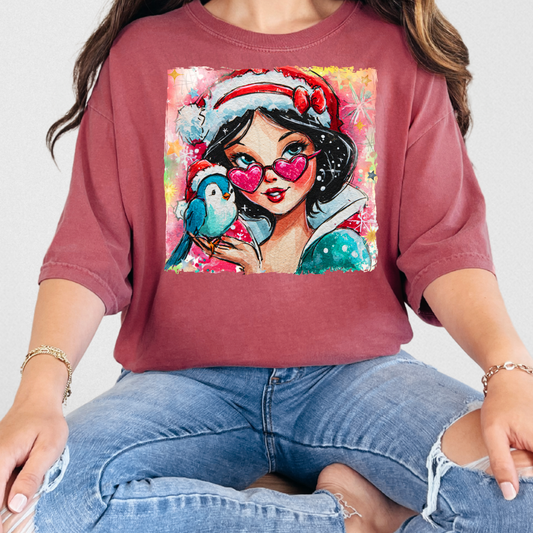 Sleeping Princess Watercolor Christmas Transfer