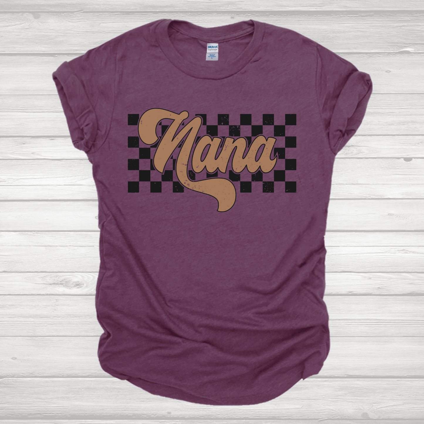 Brown Retro Checkered Nana Transfer