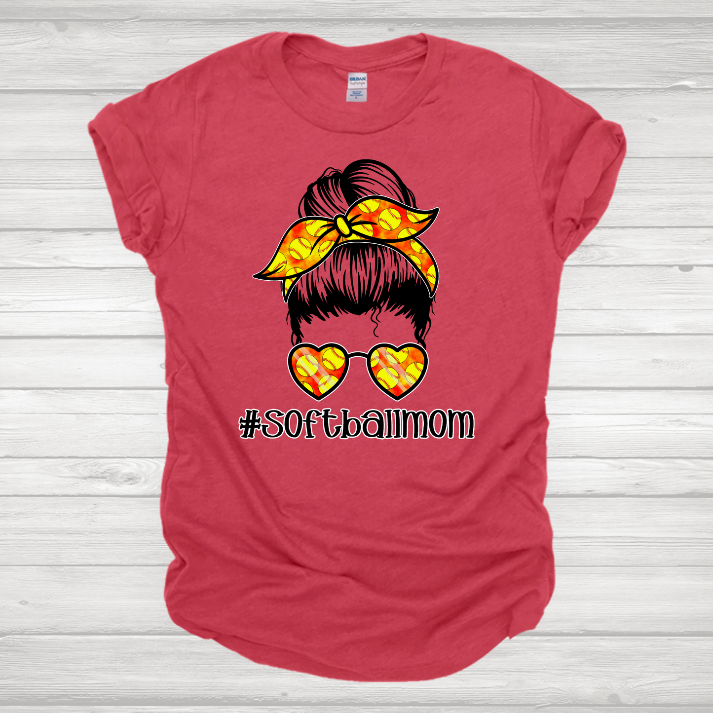 Softball Mom Tie Dye Messy Bun Transfer