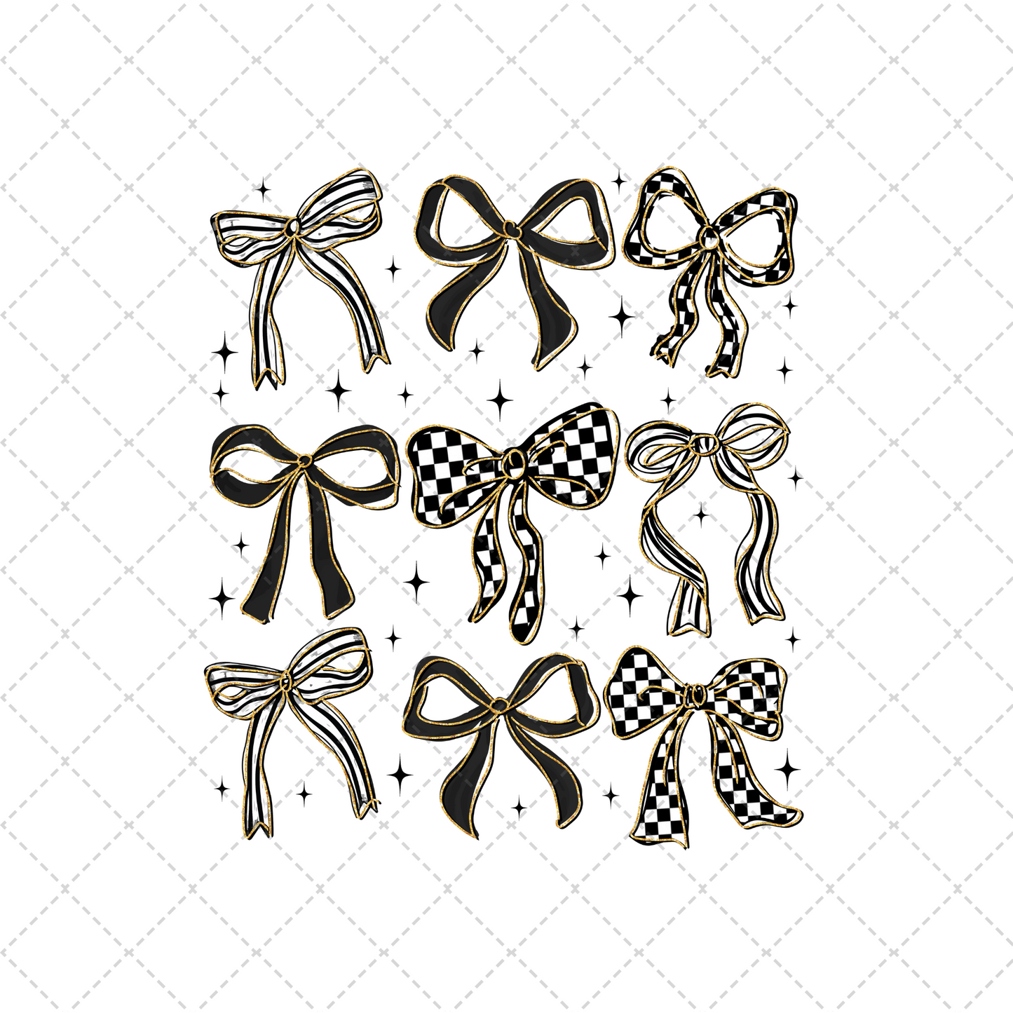 Checkered Coquette Bows Transfer