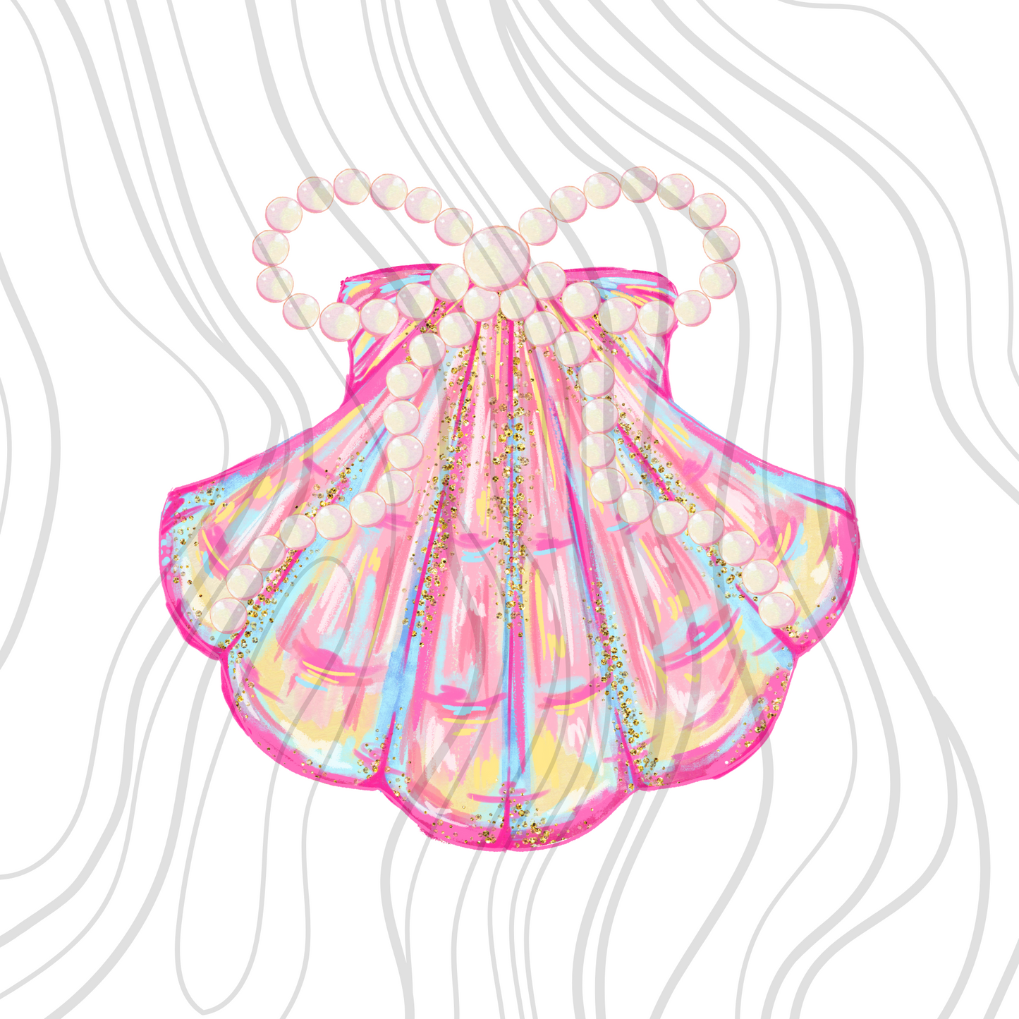 Pink Shell Pearls Transfer