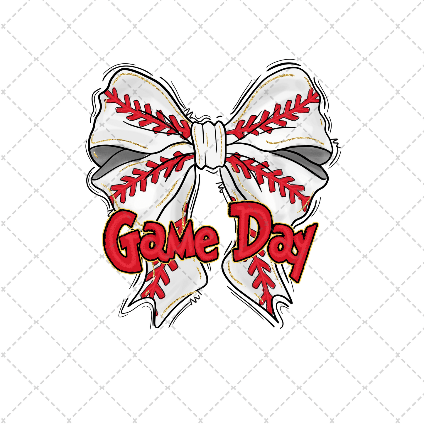 Game Day Baseball Bow Transfer