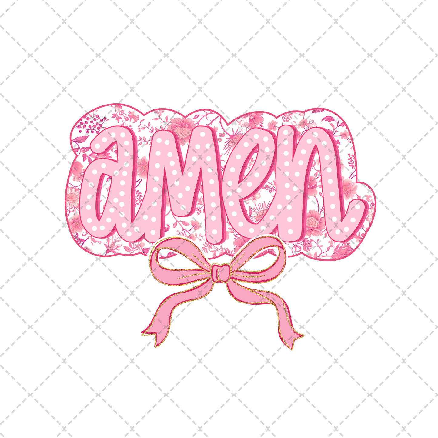 Pink Floral Amen Coquette Transfer