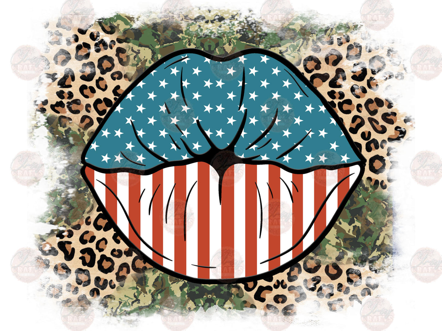 American Flag Lips Transfers