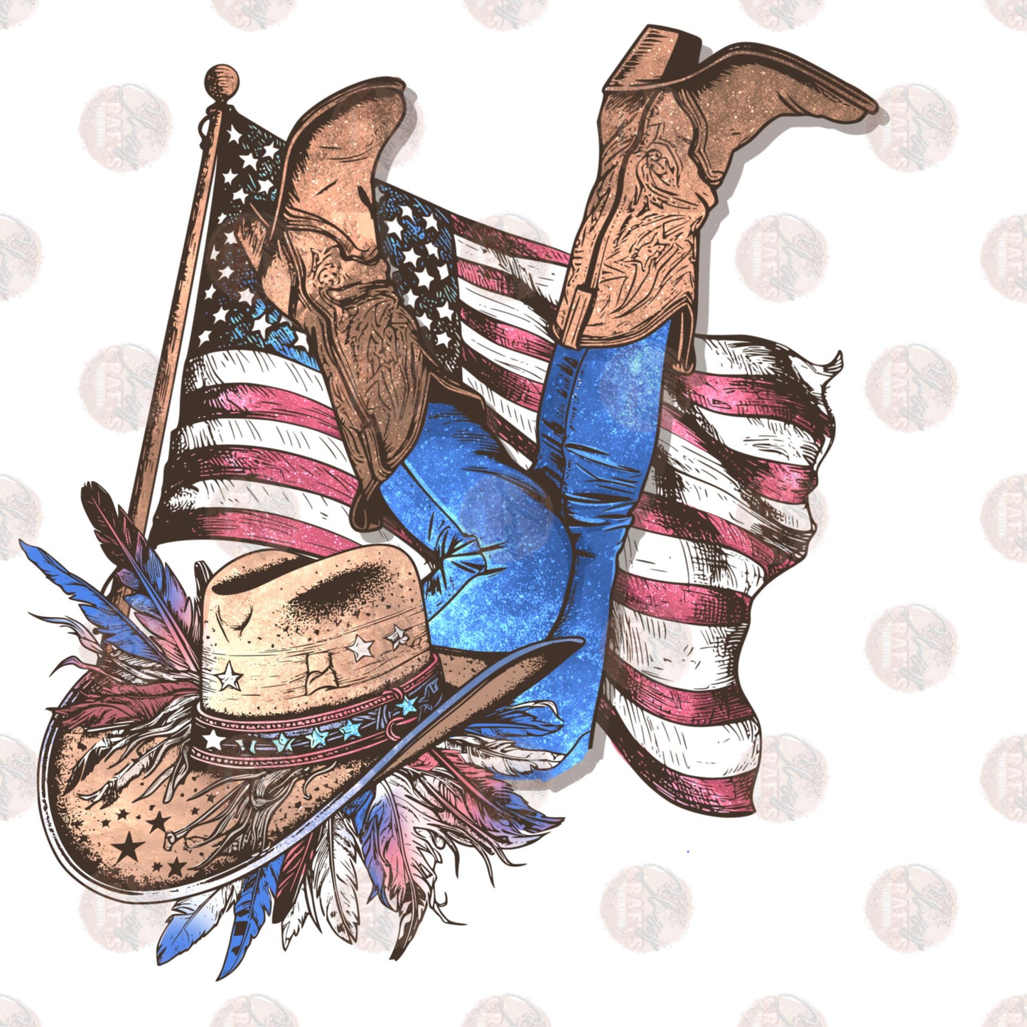 America Flag And Boots Two Part **Sold Separately** Transfer
