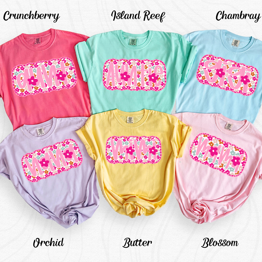 Pink Floral Family Titles Transfer