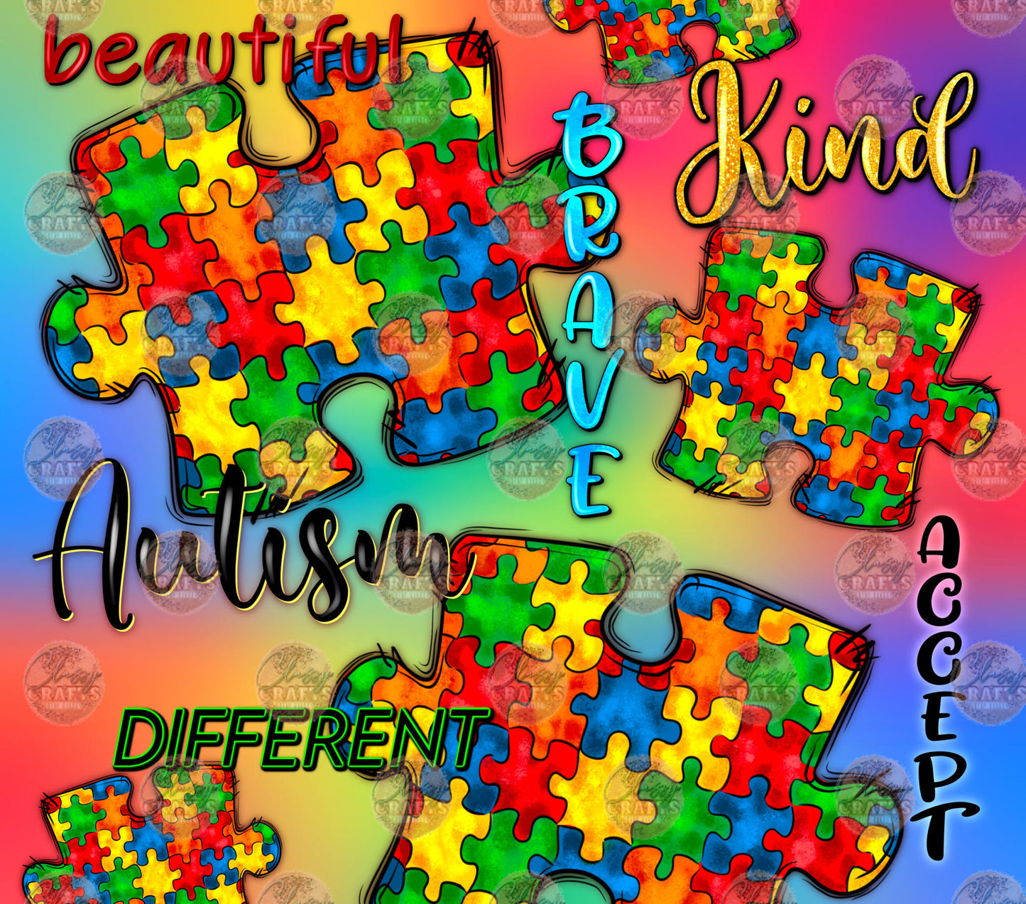 Autism Puzzle Tumbler Wrap