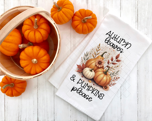 Autumn Leaves Tea Towel Transfer